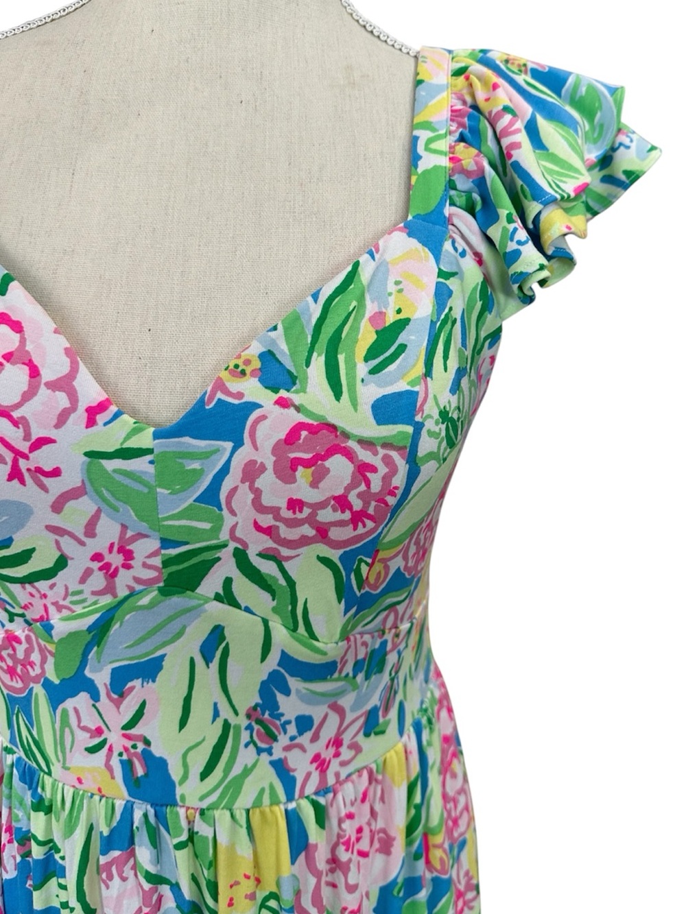 Lilly Pulitzer Bayleigh Flutter Sleeve Midi Dress Grove Garden Print NWOT Size 6 - Picture 3 of 13